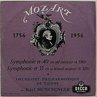 Винтажная виниловая пластинка MOZART - SYMPHONIE № 33 EN SOL MINEUR (KV 319); SYMPHONIE № 40 EN SI BEMOL MAJEUR (KV 550) (KARL MUNCHINGER)