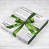 Подарочная упаковка нескольких виниловых пластинок листовая "ГАЗЕТА WHITE & GREEN" (от 2 до 4 шт.)