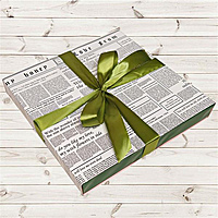 Подарочная упаковка нескольких виниловых пластинок листовая "ГАЗЕТА WHITE & GREEN" (от 2 до 4 шт.)