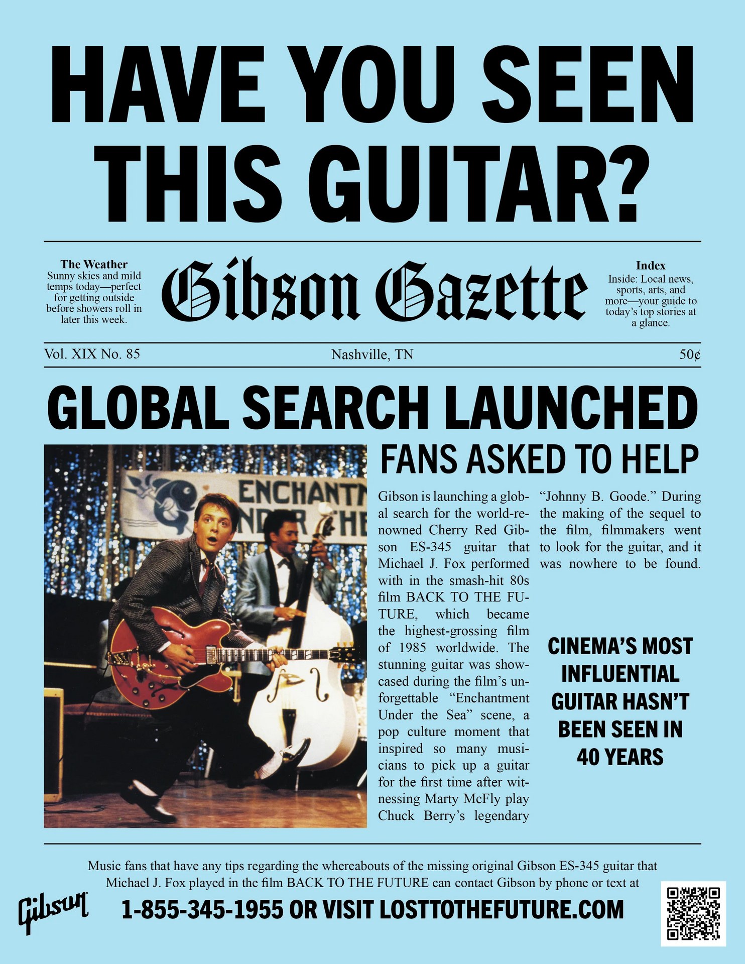 Gibson ищет гитару Марти Макфлая — бренд запустил кампанию Lost To The Future и просит помощи