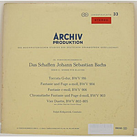 Винтажная виниловая пластинка BACH - TOCCATA IN G MAJOR BWV 916; FANTASIA AND FUGUE IN A MINOR BWV 904; FANTASIA IN C MINOR BWV 906; CHROMATIC FANTASIA AND FUGUE IN D MINOR BWV 903; 4 DUETS BWV 802—805 (RALPH KIRKPATRICK)