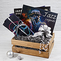 Новогодний подарочный набор с виниловыми пластинками "КАЛЕЙДОСКОП ДЖАЗА" c шопером для винила в подарок