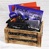 Подарочный набор "ROCK LEGENDS. LIVE". ПРЕМИУМ" в ящике для хранения винила (с лонгсливом в подарок)