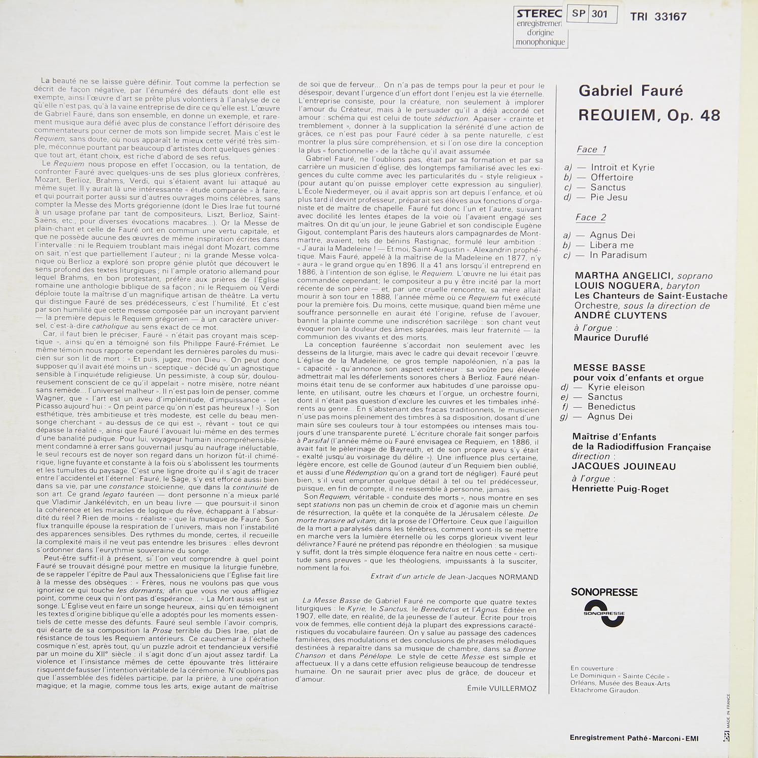Винтаж Винтаж - Gabriel Faure: Requiem Op. 48, Messe Basse (m. Angelici, L. Noguera)