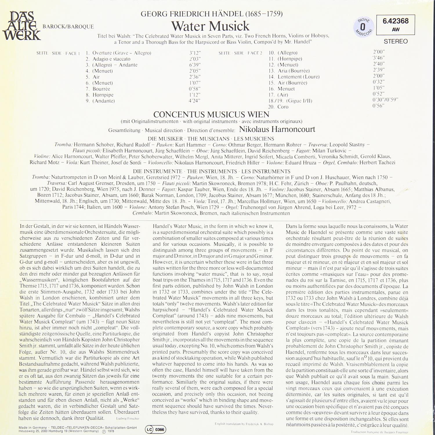 Винтаж - Georg Friedrich Handel: Water Musick - фото 2