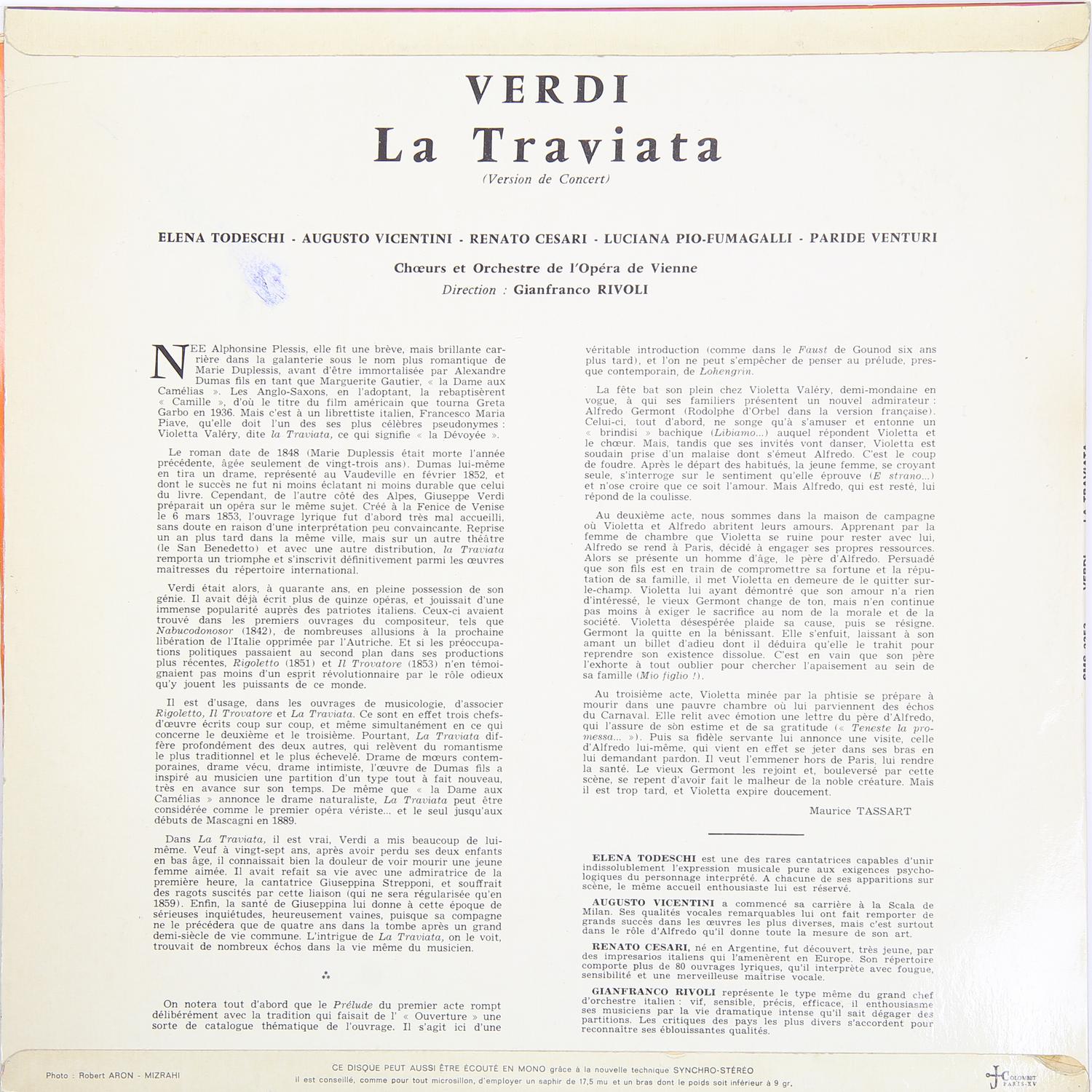 Винтаж - Verdi: La Traviata (e. Todeschi, A. Vicentini, R. Cesari, L. Pio-fumagalli, P. Venturi) - фото 2