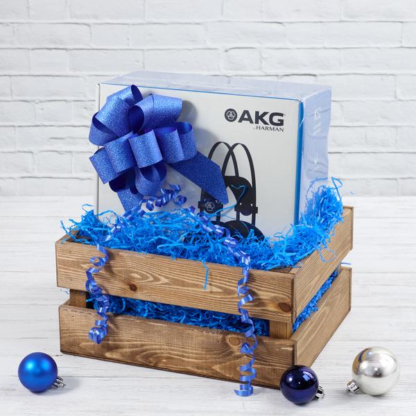 Новогодний подарочный набор в декоративном ящике  ИДЕАЛЬНЫЙ ЗВУК  с наушниками AKG K52