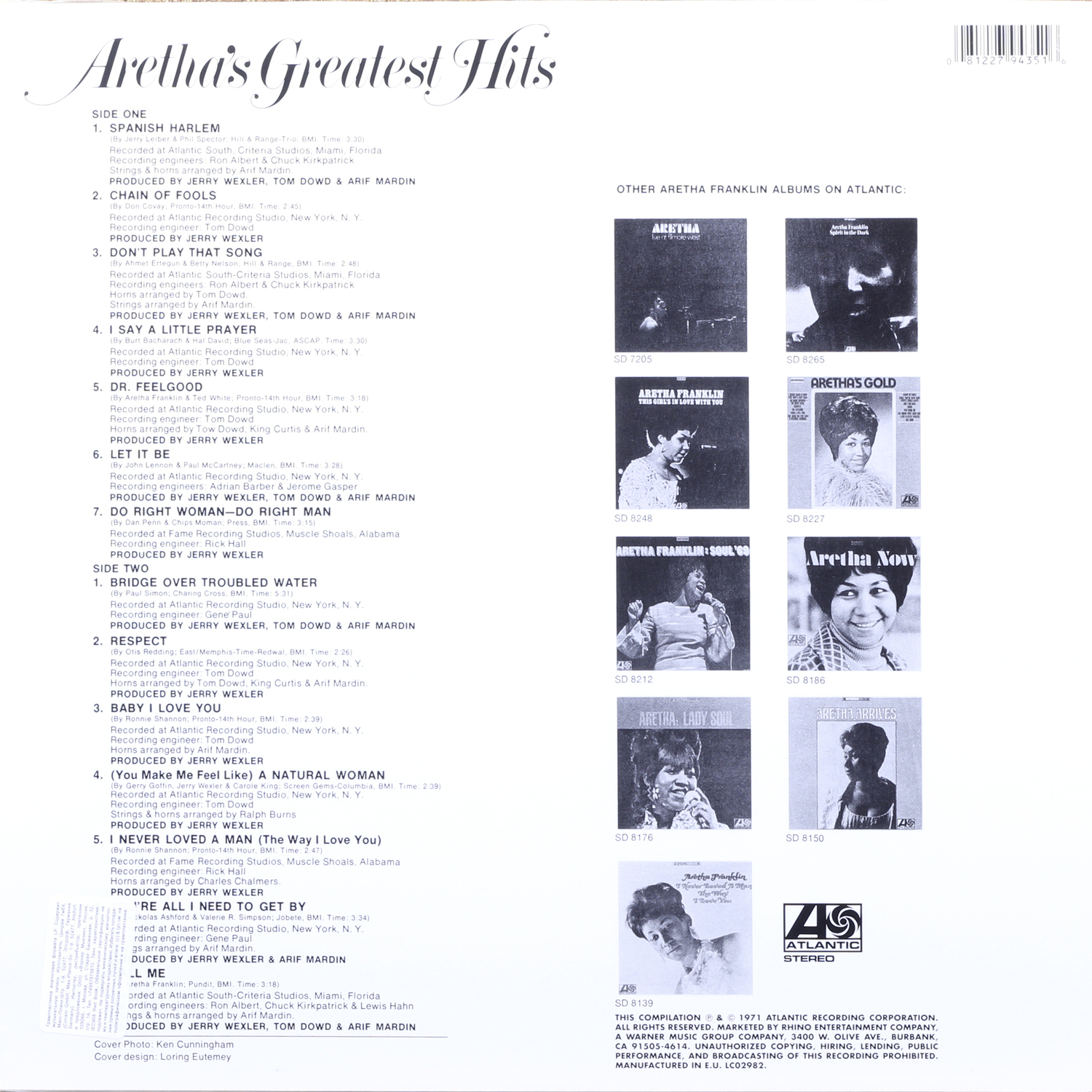 Aretha Franklin - Aretha's Greatest Hits от Audiomania