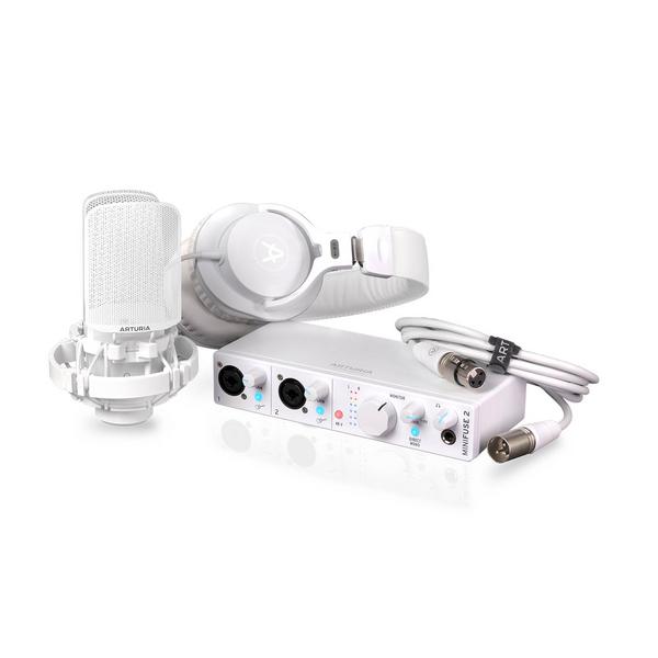 Комплект для домашней студии с микрофоном Arturia MiniFuse Recording Pack White, Профессиональное аудио, Комплект для домашней студии с микрофоном