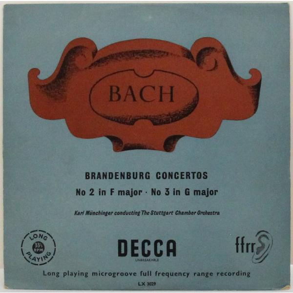 Винтажная виниловая пластинка BACH - BRANDENBURG CONCERTOS № 2 IN F MAJOR, № 3 IN G MAJOR (KARL MUNCHINGER)