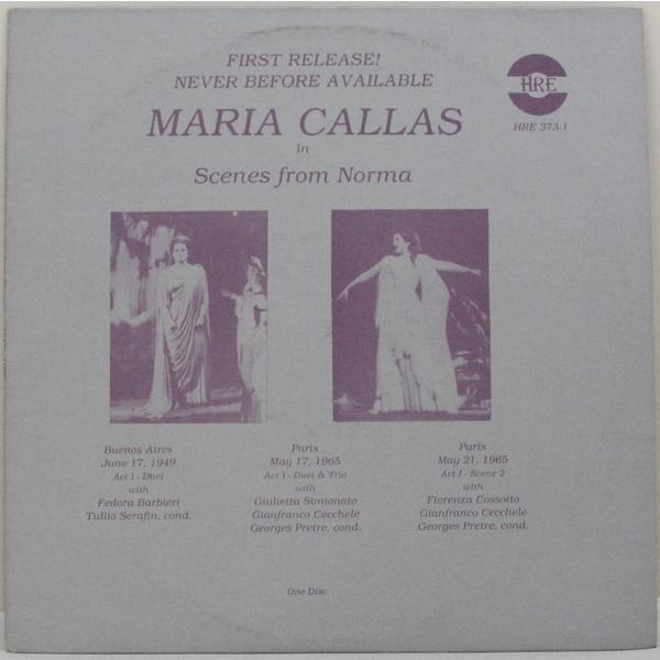 Винтажная виниловая пластинка BELLINI - MARIA CALLAS: SCENES FROM NORMA