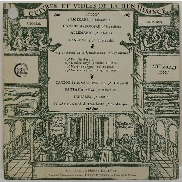 Винтажная виниловая пластинка CUIVRES ET VIOLES DE LA RENAISSANCE (PIERRE DEVEVEY)