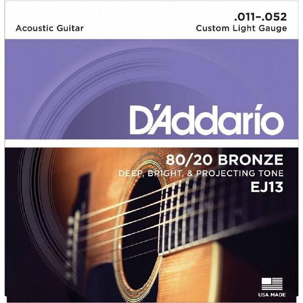 Струны для акустической гитары D'Addario EJ13 fender 70cl strings new acoustic 80 20 bronze 11 52 струны для акустической гитары бронза