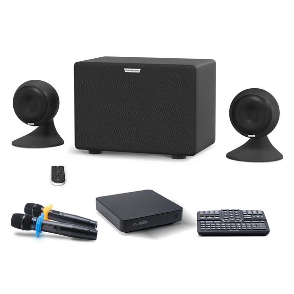Комплект для караоке EVOBOX PLUS с микрофонами и стереосистемой Black/Black