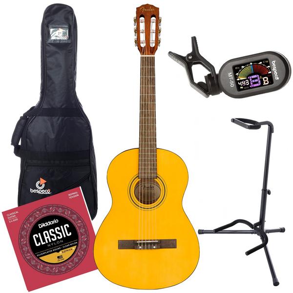 цена Классическая гитара с аксессуарами Fender ESC-80 Classical Natural (Bundle 1)