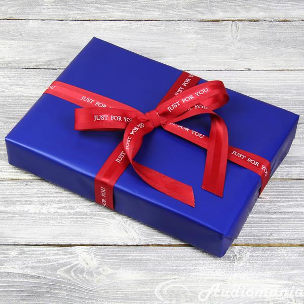 Подарочная упаковка нашей продукции Audiomania Подарочная упаковка малой коробки JUST FOR YOU с бордовым бантом, Подарки для любителей музыки, Подарочная упаковка нашей продукции
