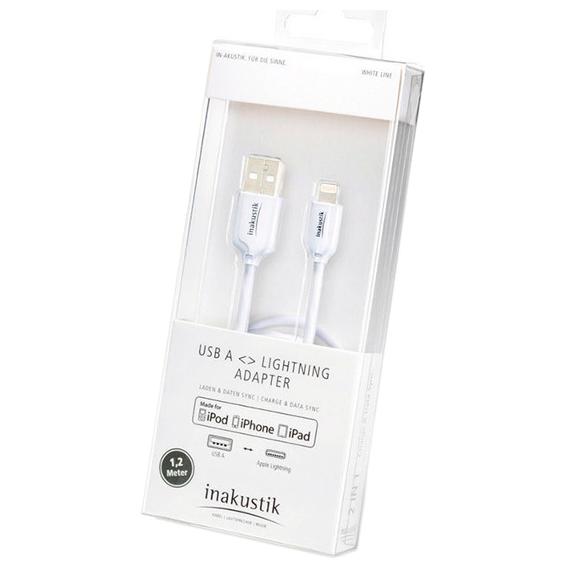 Кабель Inakustik для iPad/iPhone  Apple Lightning / USB A Cable White 1.2 m для iPad/iPhone  Apple Lightning / USB A Cable White 1.2 m - фото 1