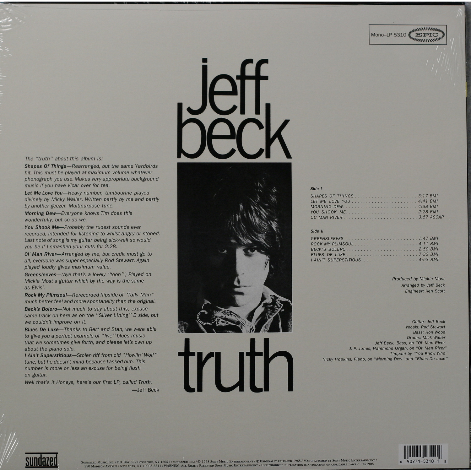 Виниловая пластинка JEFF BECK - TRUTH (US MONO EDITION) .