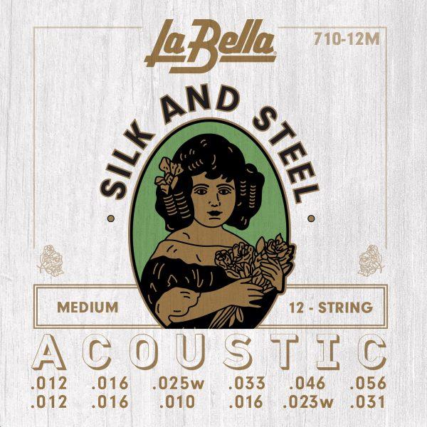 Струны для акустической гитары La Bella 710-12M Silk & Steel струны для акустической гитары alice a2012 12 струн 010 026 аксессуары для музыкальных инструментов 12 струн для гитары 1 комплект