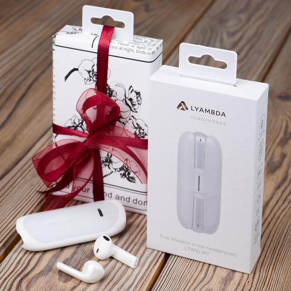 Подарочный набор с наушниками Audiomania Подарочный набор с TWS-наушниками Lyambda LTW10 КОМПЛИМЕНТ ДЛЯ НЕЕ подарочный набор premium для нее