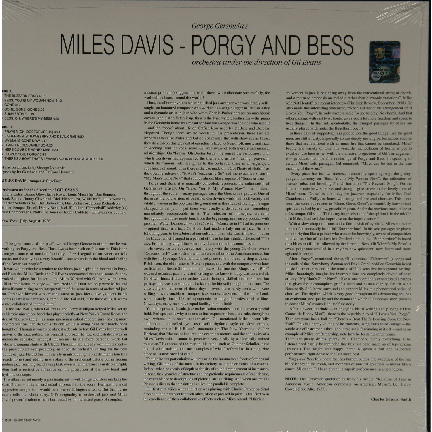 Miles Davis - Porgy And Bess (180 Gr, Studio Media) - фото 2