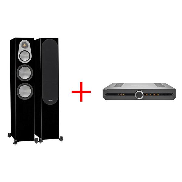 

Напольная акустика Monitor Audio, Silver 300 Black Gloss + Roksan Attessa Integrated Amplifier Black