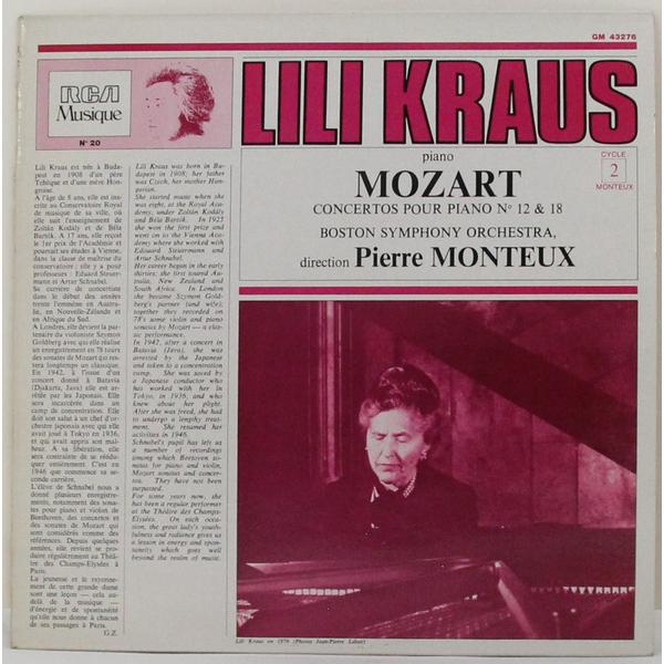 Винтажная виниловая пластинка MOZART - CONCERTOS POUR PIANO № 12   18 (LILI KRAUS)