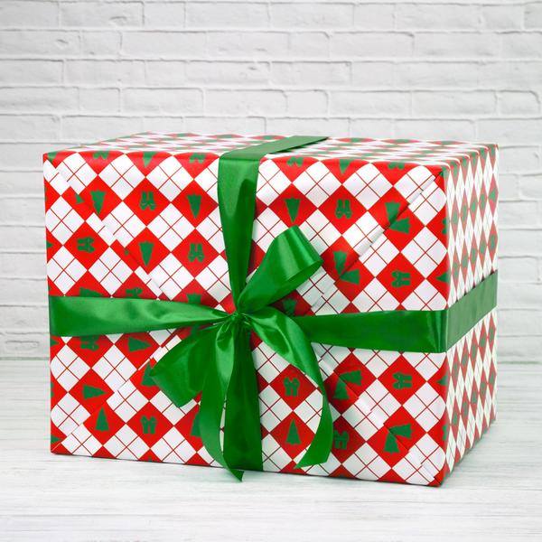 Новогодняя упаковка 2024 Audiomania Новогодняя подарочная упаковка малой коробки  НОВОГОДНИЙ КОЛЛАЖ  (красная)