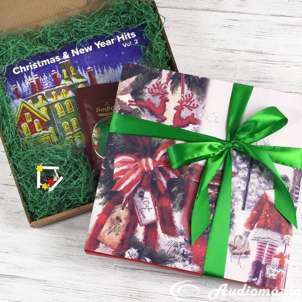 Подарочный набор  РОЖДЕСТВЕНСКИЙ GREEN  с виниловой пластинкой с популярной праздничной музыкой