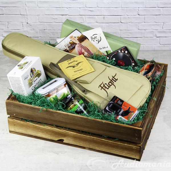 Подарочный набор в декоративном ящике с укулеле  ГАВАЙИ. ПРЕМИУМ от Audiomania