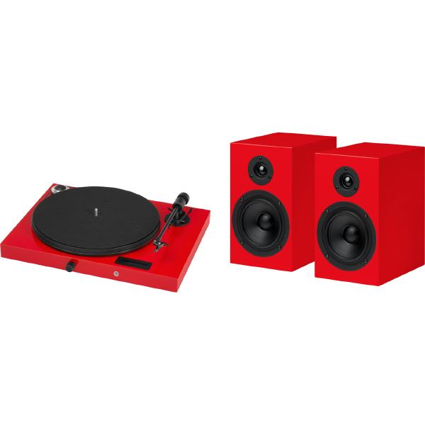 Виниловый проигрыватель Pro-Ject Juke Box E Red (OM-5e) + Speaker 5