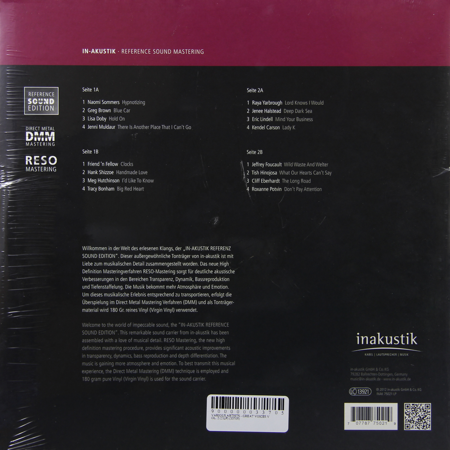 In-Akustik reference Sound Edition.. Пластинка Inakustik 01678021 the Voice of Elac (LP). Great Voice. Various - Killabites Vol.2 LP Sampler.