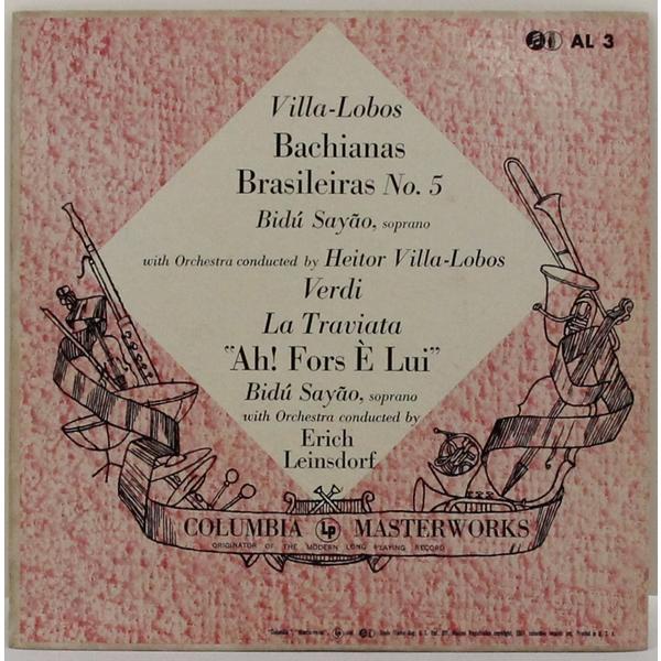 Винтажная виниловая пластинка VILLA-LOBOS - BACHIANAS BRASILEIRAS № 5; VERDI - LA TRAVIATA - AH! FORS/' E LUI AND SEMPRE LIBERA (BIDU SAYAO)