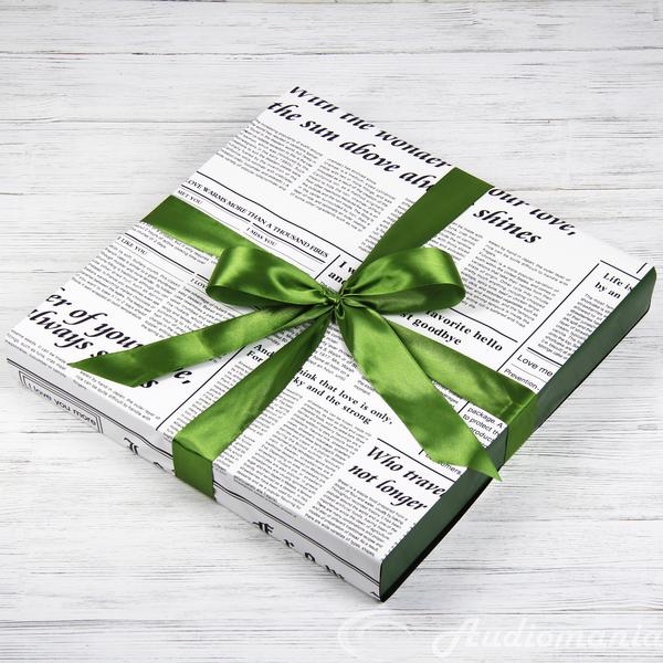 Подарочная упаковка нескольких виниловых пластинок листовая  ГАЗЕТА WHITE   GREEN  (от 2 до 4 шт.)